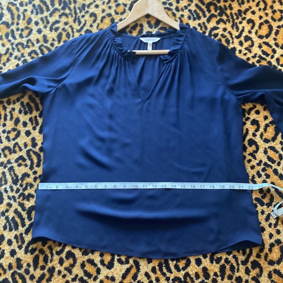 Rebecca Taylor Silk Double Georgette Ruffle Top in Navy size 12 - Picture 15 of 16
